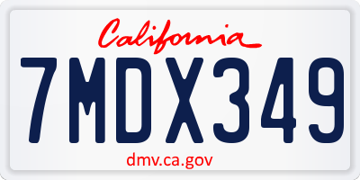 CA license plate 7MDX349