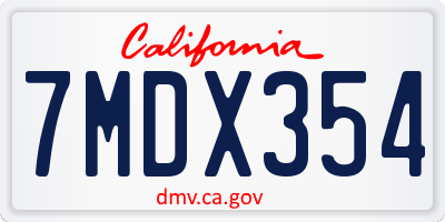 CA license plate 7MDX354
