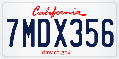 CA license plate 7MDX356