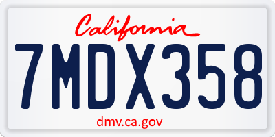 CA license plate 7MDX358