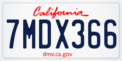 CA license plate 7MDX366