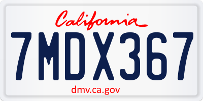 CA license plate 7MDX367