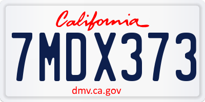 CA license plate 7MDX373