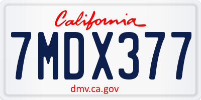 CA license plate 7MDX377