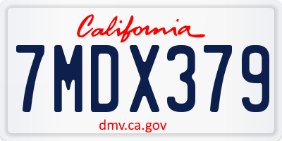 CA license plate 7MDX379