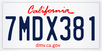 CA license plate 7MDX381