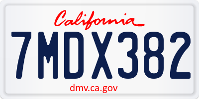 CA license plate 7MDX382