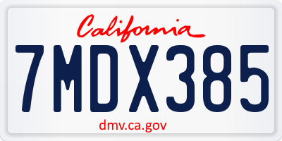 CA license plate 7MDX385