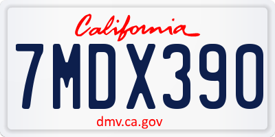 CA license plate 7MDX390