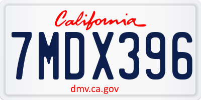 CA license plate 7MDX396