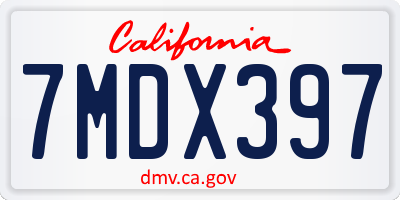 CA license plate 7MDX397