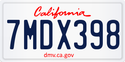 CA license plate 7MDX398