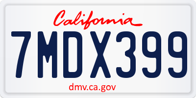CA license plate 7MDX399