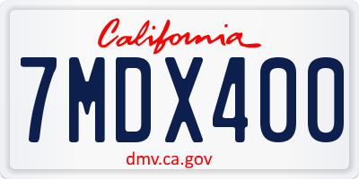 CA license plate 7MDX400
