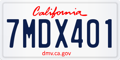 CA license plate 7MDX401