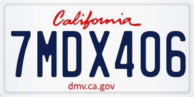 CA license plate 7MDX406