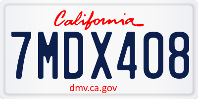 CA license plate 7MDX408