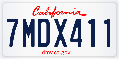 CA license plate 7MDX411