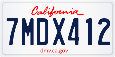 CA license plate 7MDX412