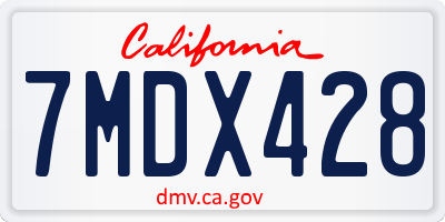 CA license plate 7MDX428