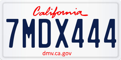 CA license plate 7MDX444