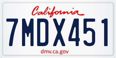 CA license plate 7MDX451