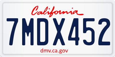 CA license plate 7MDX452