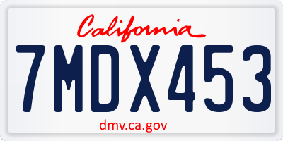 CA license plate 7MDX453