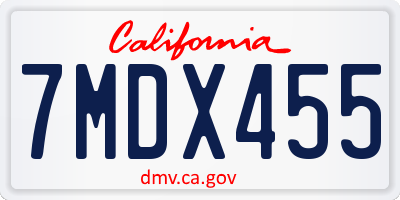 CA license plate 7MDX455