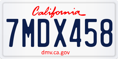 CA license plate 7MDX458