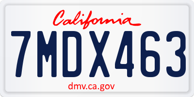 CA license plate 7MDX463