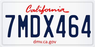 CA license plate 7MDX464