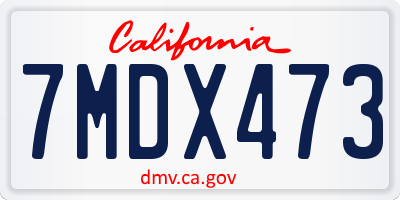 CA license plate 7MDX473