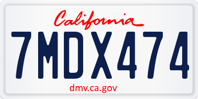 CA license plate 7MDX474