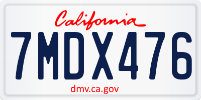 CA license plate 7MDX476