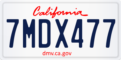 CA license plate 7MDX477
