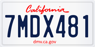 CA license plate 7MDX481