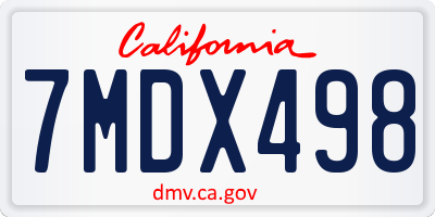 CA license plate 7MDX498