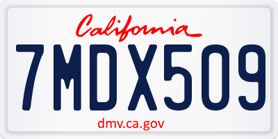 CA license plate 7MDX509