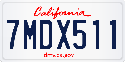 CA license plate 7MDX511