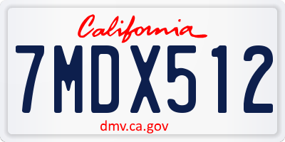 CA license plate 7MDX512