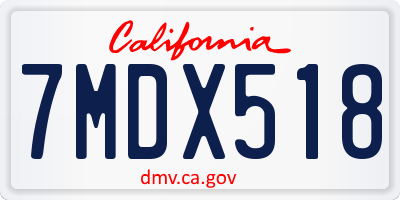 CA license plate 7MDX518