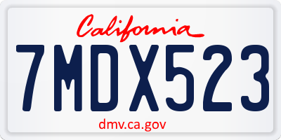CA license plate 7MDX523