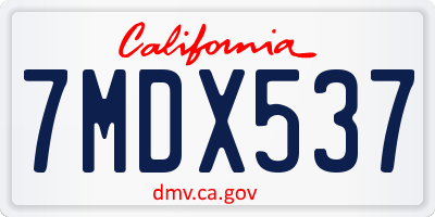 CA license plate 7MDX537