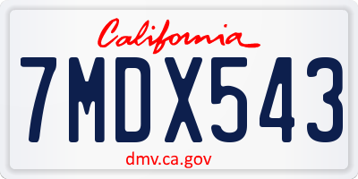 CA license plate 7MDX543