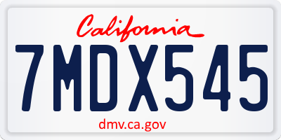 CA license plate 7MDX545