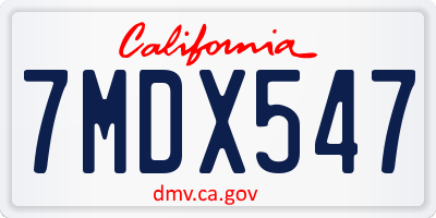 CA license plate 7MDX547