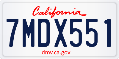 CA license plate 7MDX551