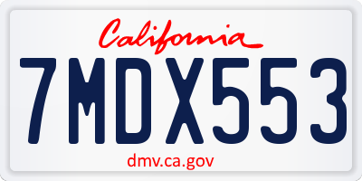 CA license plate 7MDX553