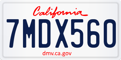 CA license plate 7MDX560
